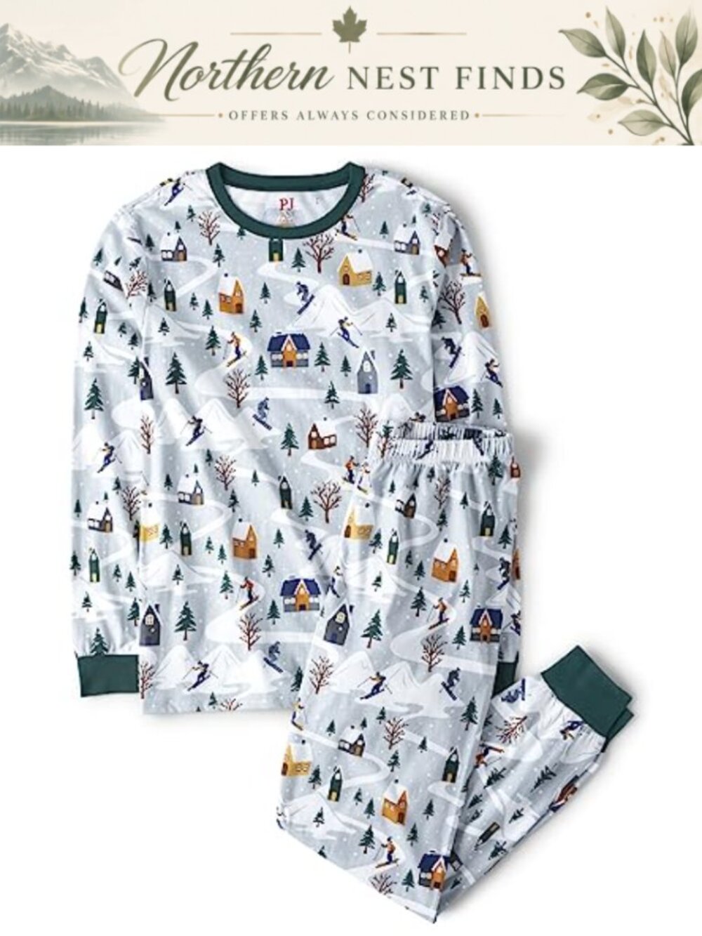 2-Piece Cotton Pajama Set for Girls, Long Sleeve Christmas Sleepwear